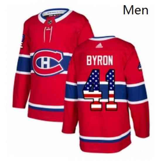 Mens Adidas Montreal Canadiens 41 Paul Byron Authentic Red USA Flag Fashion NHL Jersey